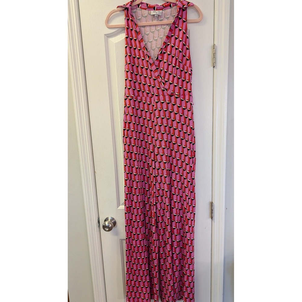 Diane von Furstenberg Target Pink Geometric Wide Leg Jumpsuit Small Sleeveless